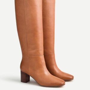 J. CREW Tall Slouch Leather Willa Boots in Burnished Sand, Size 8